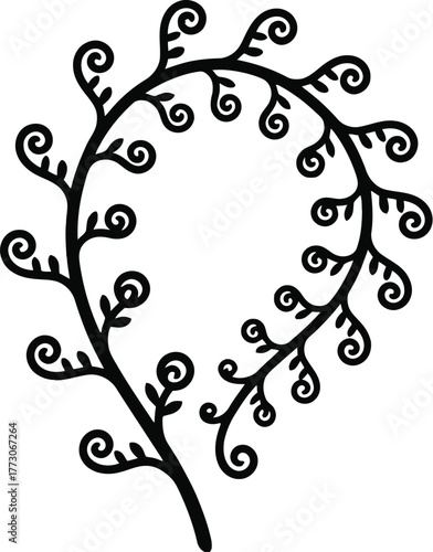 Fern silhouette vector of detailed frond