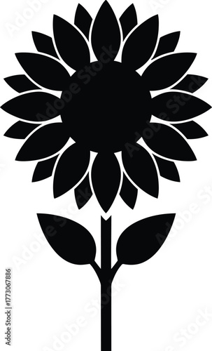 Sunflower silhouette vector of single flower