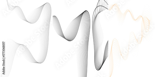 Abstract Flowing Wave Lines in Black and Gold Gradient Modern Minimalist Background Design, Elegant Curved Line Art Pattern for Technology, Sound, Motion, and Futuristic Graphic Concepts.