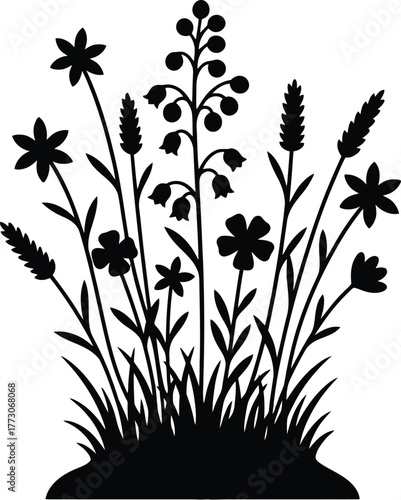 Wildflower silhouette vector of small cluster