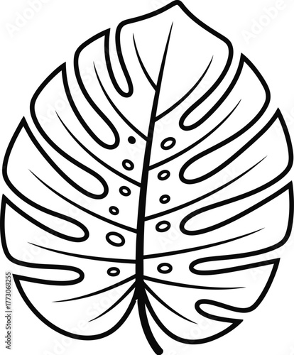 Monstera silhouette vector of large leaf