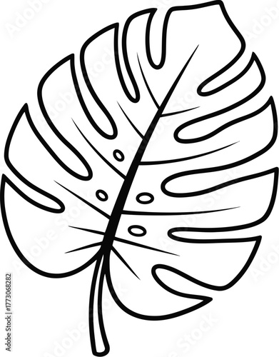Monstera silhouette vector of large leaf