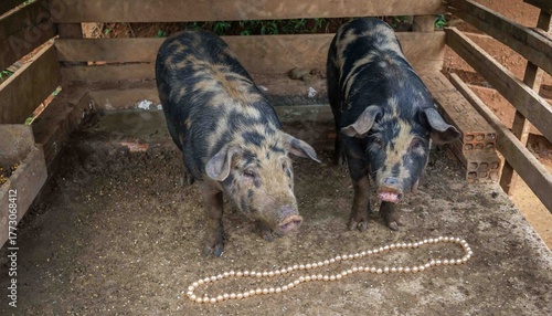 Schilderij op canvas Serving, casting pearls before swine