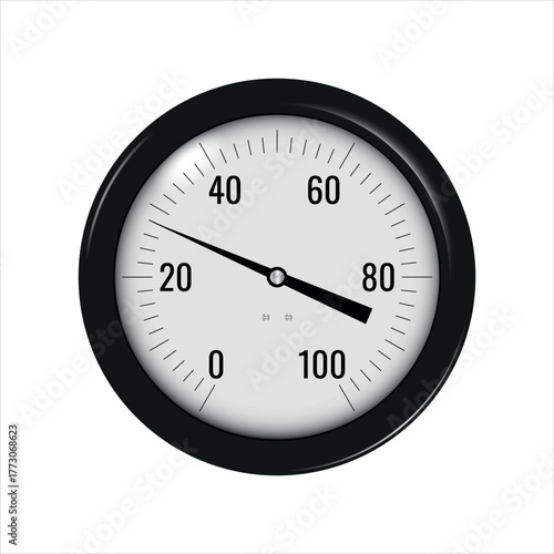 A pressure gauge for measuring the pressure of liquid and gaseous media. Isolated vector illustration on a white background.