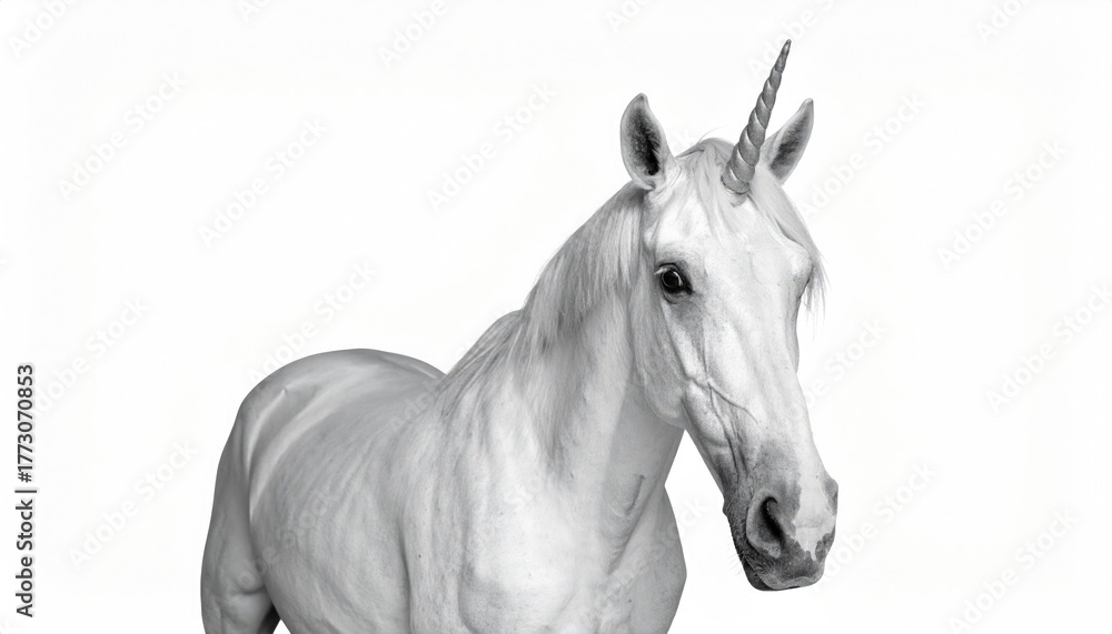 Fototapeta premium White unicorn on a white background