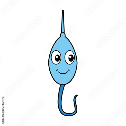 Fishing Hook Mascot with Cute Happy Eyes Cartoon Vector