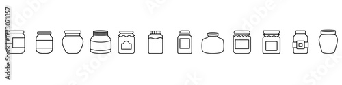 Glass jar icon vector set. bottle illustration sign collection. conservation symbol on white background.