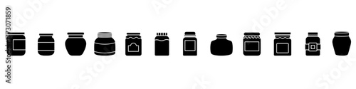 Glass jar icon vector set. bottle illustration sign collection. conservation symbol on white background.
