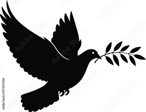 Silhouette of a dove carrying an olive branch a timeless symbol of peace, hope, and new beginnings for everyone