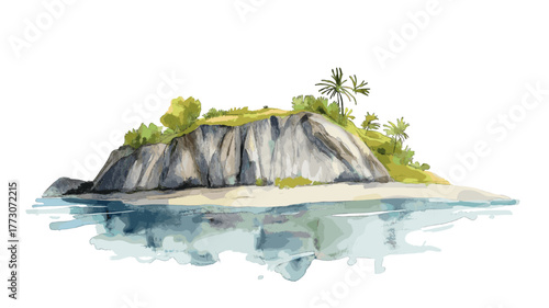 Isla de la Plata. Isla de la Plata hand drawn watercolor illustration