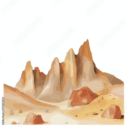 Valle de la Luna. Valle de la Luna hand drawn watercolor illustration