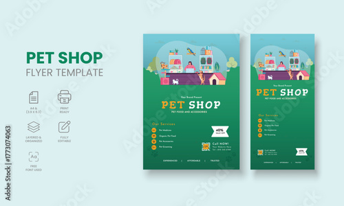 Pet Shop Flyer Template, Pet Accessories Shop Flyer