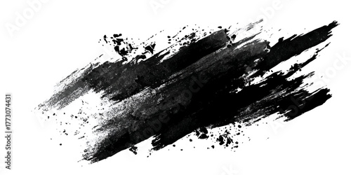 ink brushstroke on white background with visible splashes for watercolor style effect. grunge isolated on white background,	
