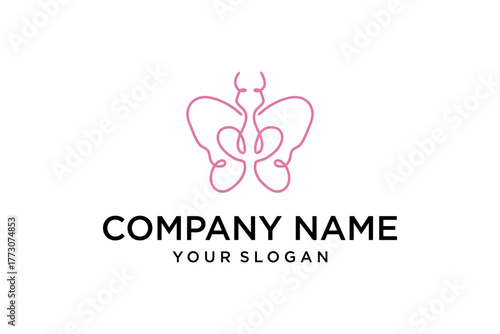 Stylized Pelvis and Heart Line Art Logo for Women's Health