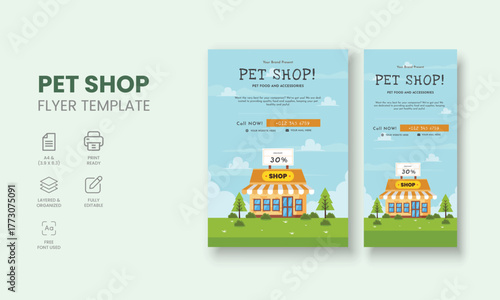Pet Shop Flyer Template, Pet Accessories Shop Flyer