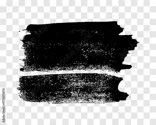 Black brush stroke on transparent background