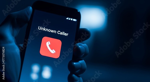 Closeup of a smartphone screen displaying an incoming call from an unknown caller, highlighting privacy concerns