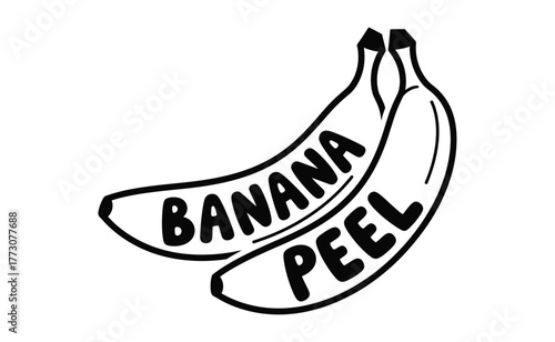 Two banana peels are depicted with the words BANANA PEEL written on them in a stylized font.