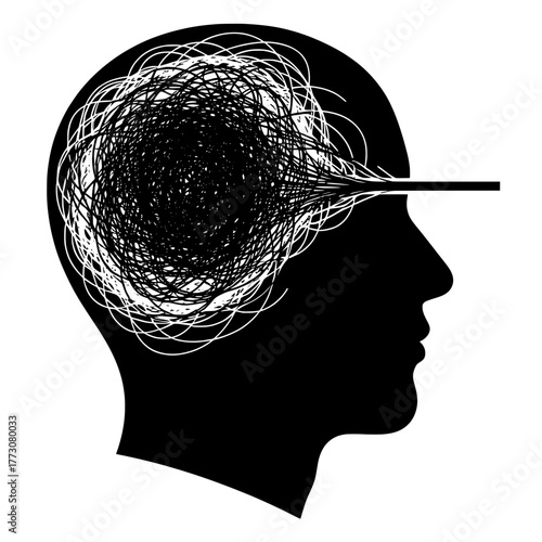 Untangling Chaotic Thoughts for Mental Clarity Vector Icon