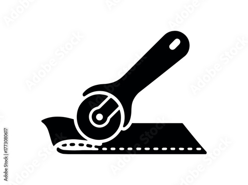 fabric seam edge cutter flat black solid vector illustration isolated on white background
