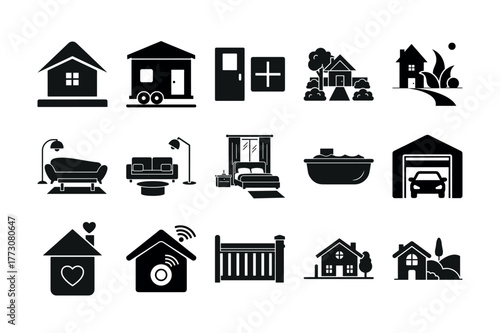 Residential and Interior Design Icon Set | Home and Furniture Vector Collection