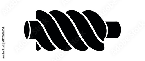 wave screw rotor flat black solid vector illustration isolated on white background