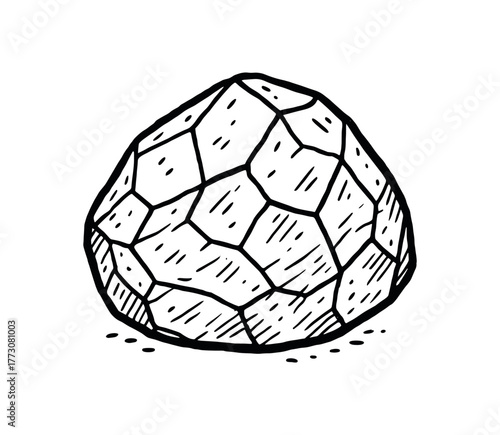 hand drawn cute doodle style quartzite stone vector line illustration line isolated on white background