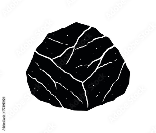 quartzite stone flat black solid vector illustration isolated on white background