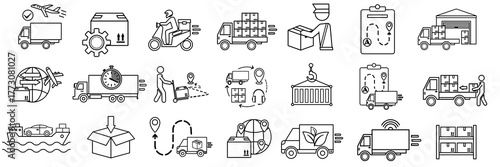 Freight, Transport, and Import Export Vector Icons for Business Use