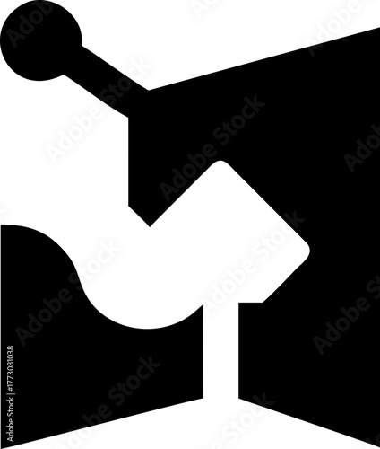 Abstract map icon, isometric navigation symbol, monochrome location design. Stylish black white logo, simple sign of travel, route. Creative abstract map icon.