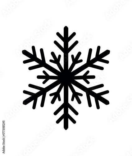 frost crystal flat black solid vector illustration isolated on white background