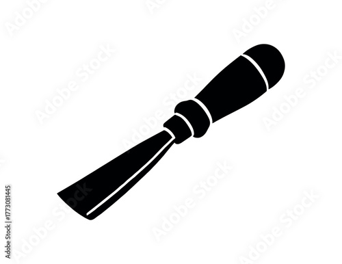 wood carving gouge flat black solid vector illustration isolated on white background