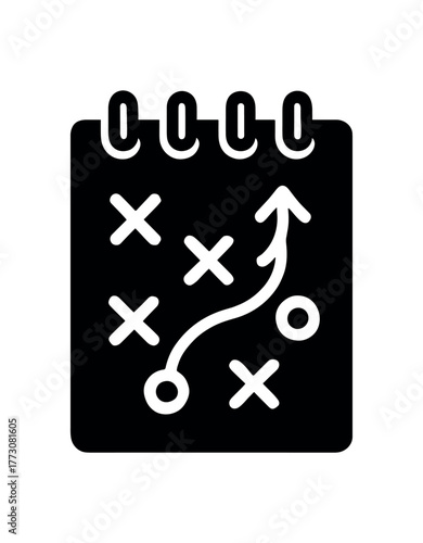 strategic organizer flat black solid vector illustration isolated on white background