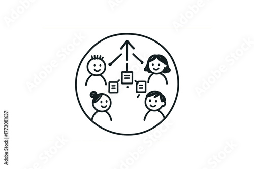 hand drawn cute doodle style shared work circle vector line illustration line isolated on white background