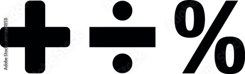 Basic mathematical symbols: addition, division, and percentage.