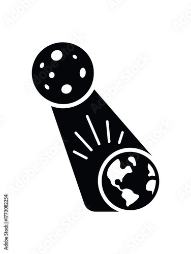 lunar beam flat black solid vector illustration isolated on white background