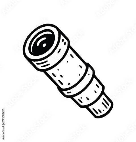 hand drawn cute doodle style astronomy eyepiece vector line illustration line isolated on white background