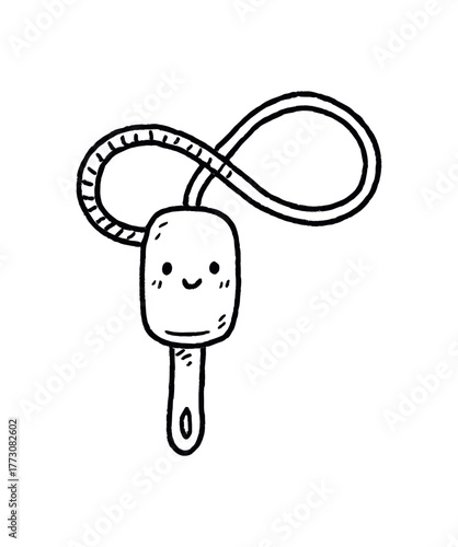hand drawn cute doodle style cord loop stitcher vector line illustration line isolated on white background