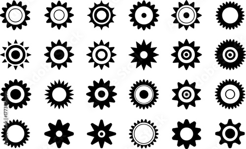 Vector Collection of Various Mechanical Gear and Cogwheel Icons