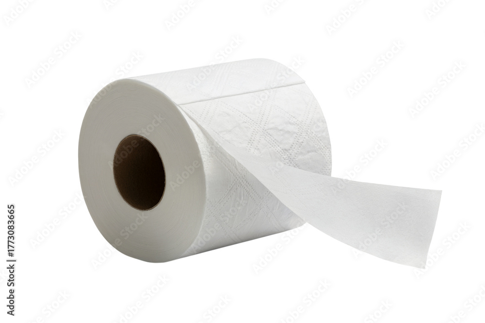 Fototapeta premium close-up view of a roll of toilet paper . Isolated on transparent background, png