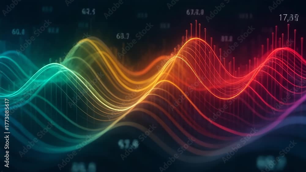 custom made wallpaper toronto digitalDynamic visual of sound waves showcasing vibrant colors and intricate patterns, ideal for representing audio technology and innovation.