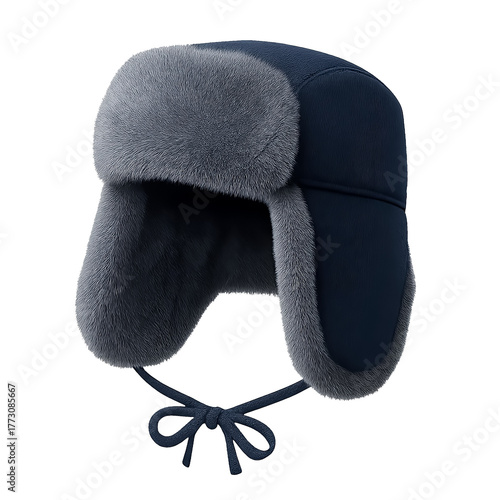 Warm ushanka winter hat with plush fur earflaps Cutout Transparent PNG