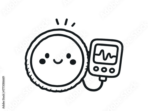 hand drawn cute doodle style bio patch reader vector line illustration line isolated on white background
