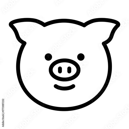 동물 얼굴 아웃라인 아이콘 돼지
