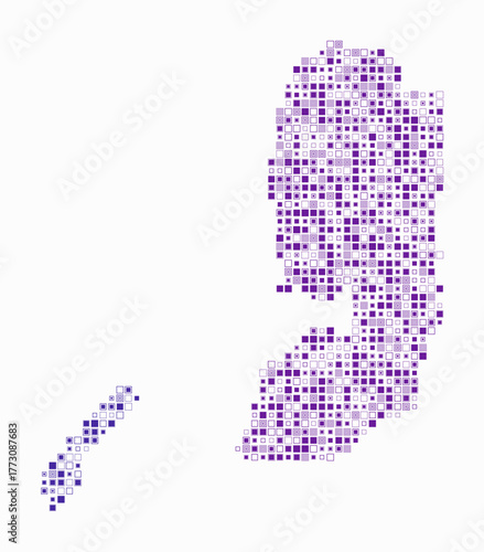 Palestine, shape of the country build of colored cells. Digital style map of the Palestine on white background. Small size square blocks. Classy vector illustration.