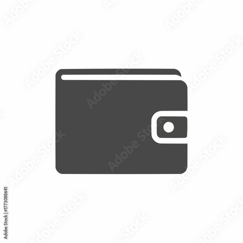 Simple dark gray flat icon of a closed wallet with a snap closure on a white background