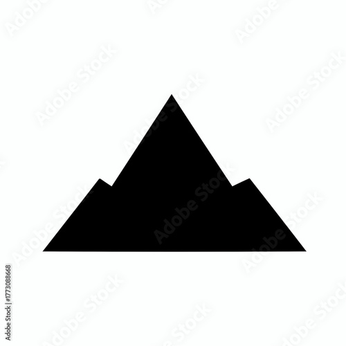 Minimalist black silhouette of three pointed mountain peaks against a clean white background