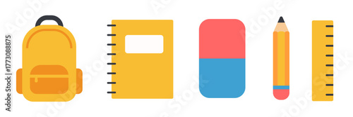 stationery icon set. study kit.