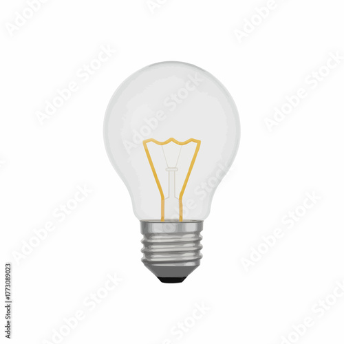 A classic clear glass incandescent light bulb with a visible filament and silver screw base isolated on a white background