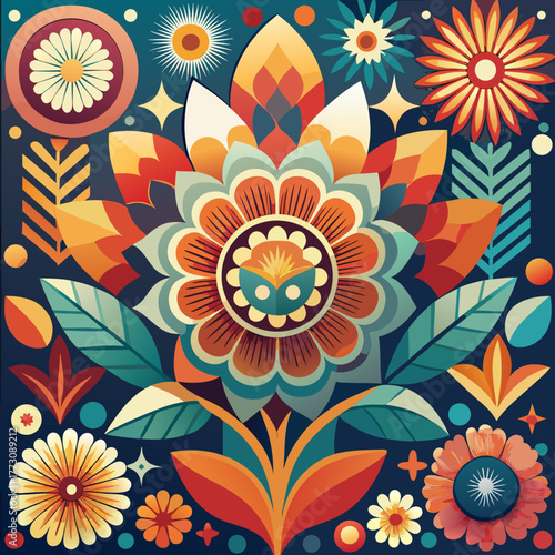stylized flower icons intricate floral design